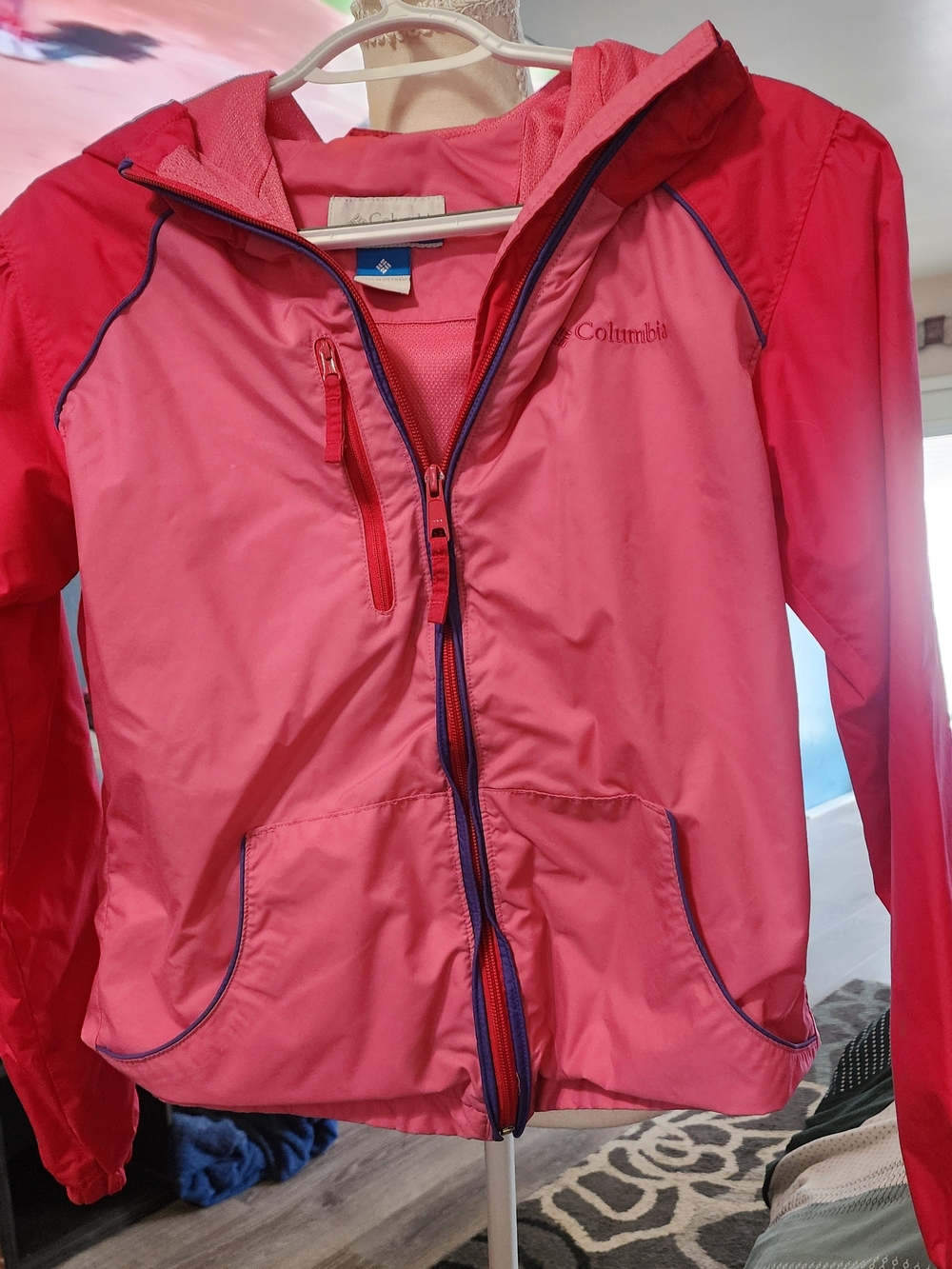 Columbia Girls' Pink Hooded Windbreaker Jacket Sz 14/16